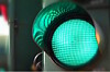 Closeup of green traffic light
