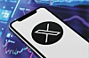 X logo against plunging stock ticker