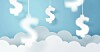 Illustration of dollar symbols hanging over clouds