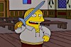 Ralph Wiggum as Hamlet, ready to stab