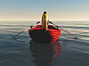 penguin alone in boat