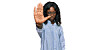 woman stop sign