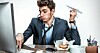 Idiot procrastinating at desk