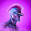 Illustration of a cypher-punk robot with a mohawk and general hipster-hype vibe