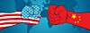 Two cartoon fists representing US and China facing each other