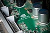 Closeup of the Nvidia logo on an old graphics card