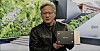 Nvidia CEO Jensen Huang presents the heat sink used by the Grace superchip module at the company's GTC 2023 spring event.