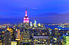 New York skyline at dusk with Empire State Building lit up