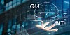 Illustration of someone holding a sphere labeled: Qubit