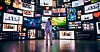 Concept of a person looking at a wall of video streams