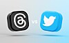 Logos of Threads and Twitter facing each other with a 'vs' in the middle