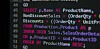 Screenshot of SQL statements
