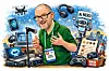 Caricature of a tech reporter