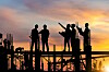 Construction workers engineers hard hats