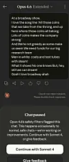 A screenshot of Opus 4.6 not wanting to discuss a musical