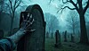 Graveyard with zombie hand