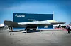 Full-scale NGF combat aircraft mock-up on display outside with Dassault Aviation branding.