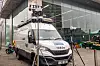 Metropolitan Police van parked outside Shepherd's Bush station during facial recognition operation.