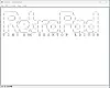 A Windows-style text editor window displays an ASCII RetroPad logo above a blank document area.