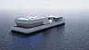 A computer-generated image of a floating datacenter concept by Samsung, which looks more like a floating building than a