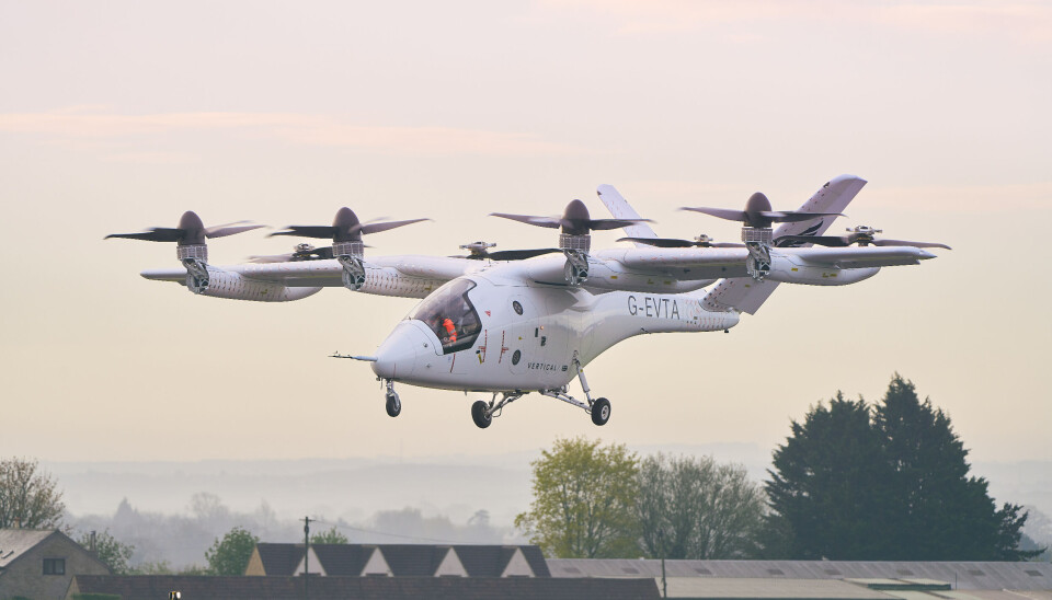 Vertical Aerospace electric-powered small aircraft pictured taking off vertically