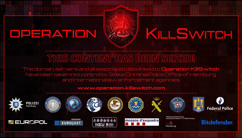 This image is a screenshot of Operation KillSwitch's splash page, as displayed on the ransomwaregroup's website, indicating it is now under the control of law enforcement