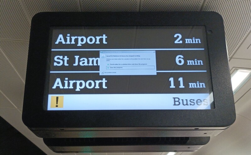 Java crashes the departure board at Tyne and Wear Metro